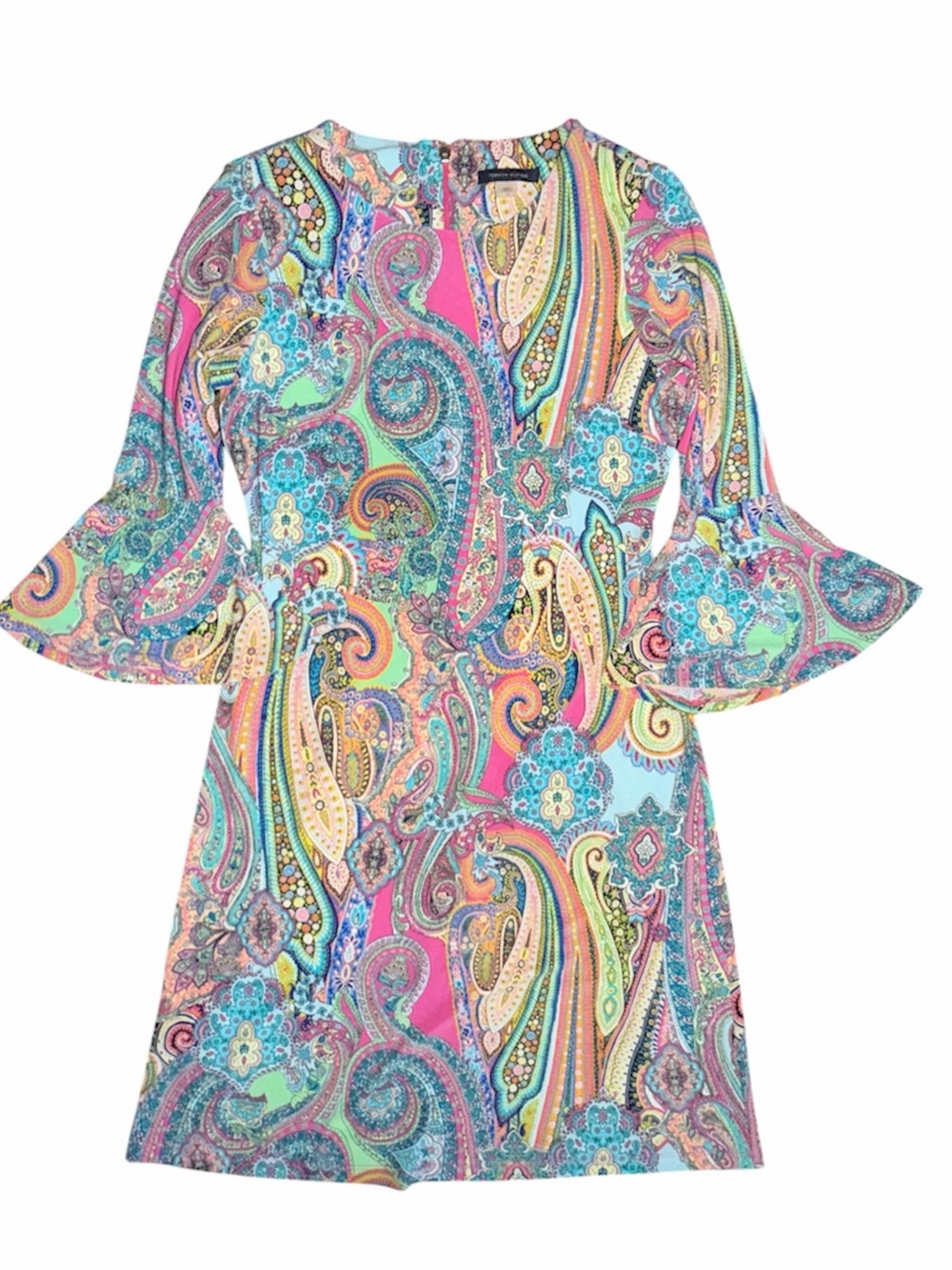 Tommy Hilfiger Size 2 Multicolor Paisley Bell Sleeve Dress